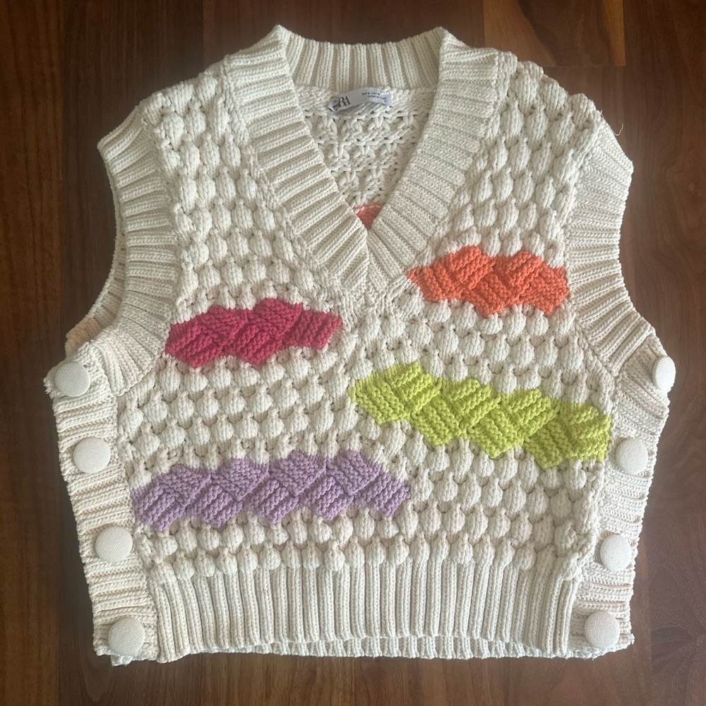 Zara Colorblock Knit Vest, Small